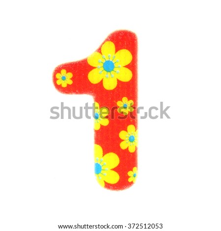 English colorful Number isolated on white background, Number 1