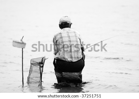 Retro image of fishermen