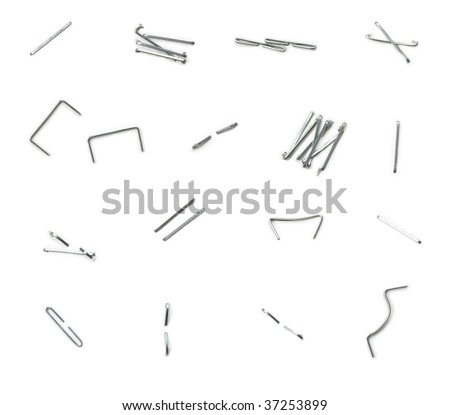 All existing forms of staple needle in use. Isolated on white. Royalty-Free Stock Photo #37253899