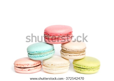 French sweet delicacy macaroon on white background