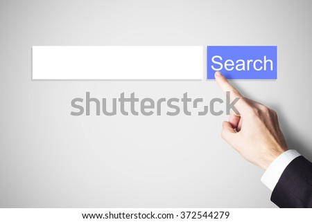 finger pushing blue web search button illustration