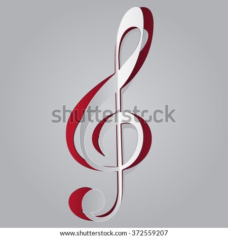 Music treble clef papercut.Vector eps 8.