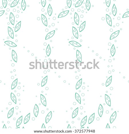 Vector seamless pattern with bubbles and leaves.