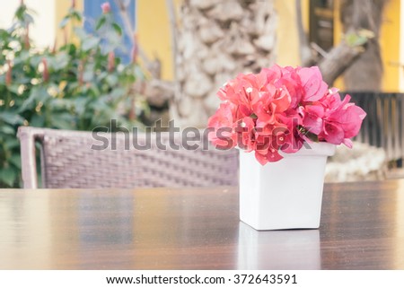 Beautiful bougainvillea flower in vase