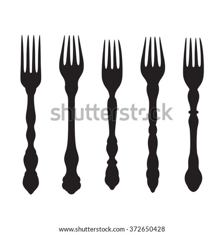 Vintage forks silhouettes set