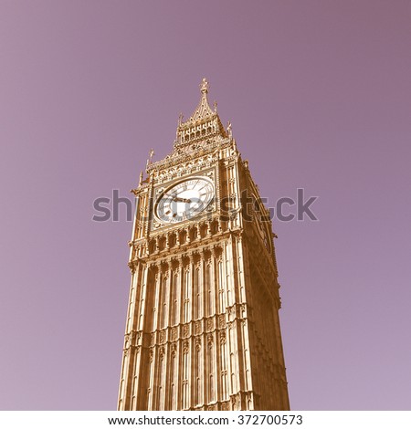 Big Ben at the Houses of Parliament, Westminster Palace, London, UK vintage