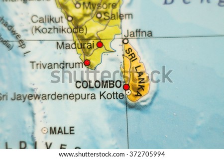 Photo of a map of Democratic Socialist Republic of Sri Lanka and the capital Colombo