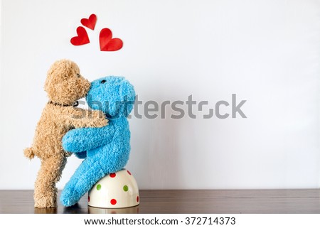 Two teddy bears in love  on Valentine's Day