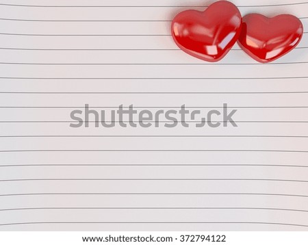 lined Love letter icon with 3d hearts Illustration in a white stage 
