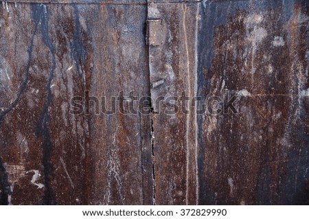 photo of a background with old rusty metal with streaks and smudges from water
