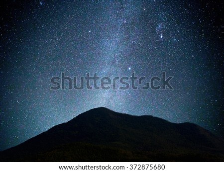 Landscape mountain with Universe Milky Way galaxy 