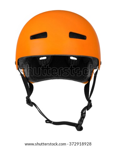 Bicycle helmet on white  Royalty-Free Stock Photo #372918928