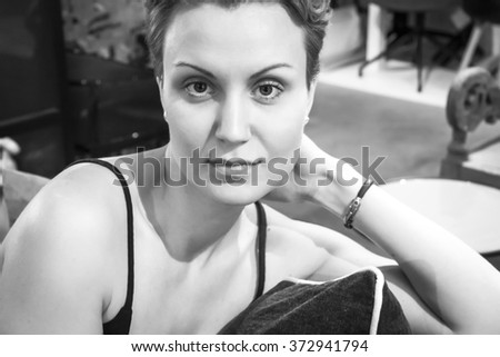 Portrait of  young woman   (black and white)