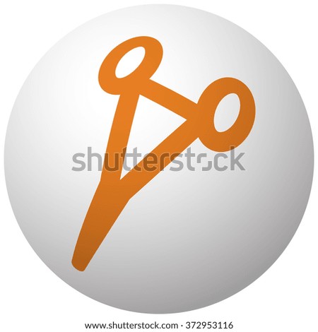 Orange Surgical Clamps icon on sphere isolated on white background
