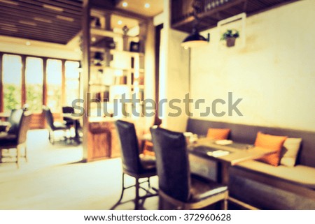 Abstract blur restaurant interior for background - Vintage Filter