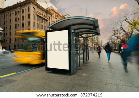 Blank outdoor bus advertising shelter 