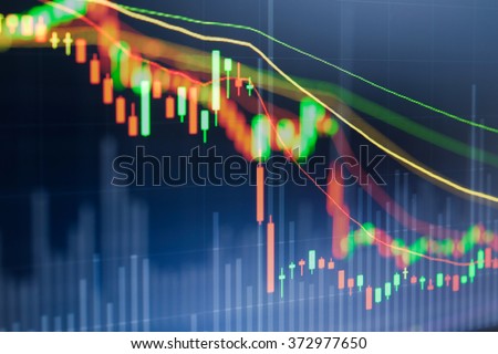 Stock market chart, Stock market data on LED display concept
