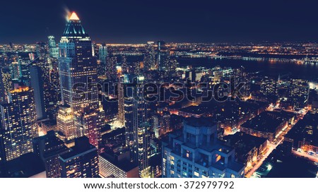Midtown Manhattan New York skyline at night