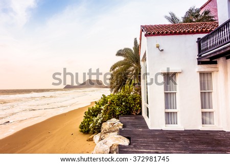 Beautiful Architecture with sea and beach - Vintage Filter