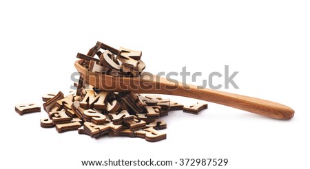 Pile of wooden letters isolated