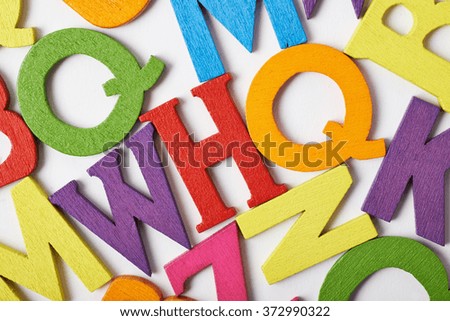 Surface covered with colorful letters
