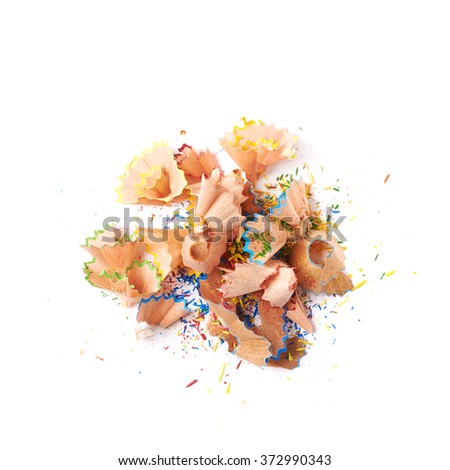 Pile of pencil's shavings isolated
