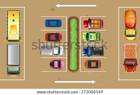 Top view of parking lot illustration