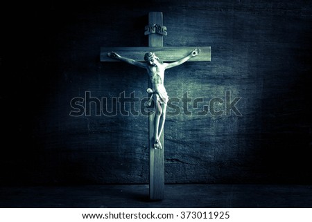 Jesus with the cross,Faith belief and hope concept