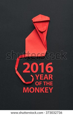 2016 year of the monkey lettering vertical postcard.