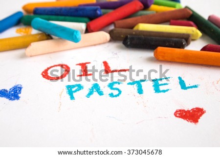 Wording Oil Pastel on white background