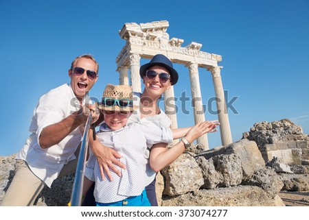 Happy family selfie photo on summer vacation