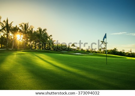 Golf course in the countryside Royalty-Free Stock Photo #373094032
