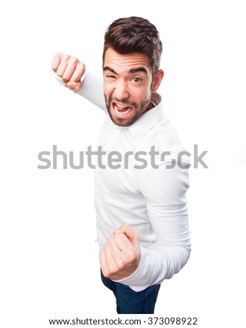 man punching on white
