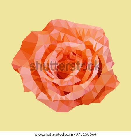 polygonal orange rose, polygon triangle flower, vector