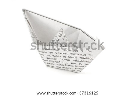 Newspaper ship isolated on white background