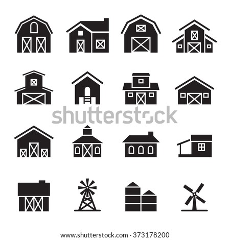 barn & farm building icon set Royalty-Free Stock Photo #373178200