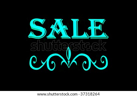 Green sale with scroll neon sign isolated on black background