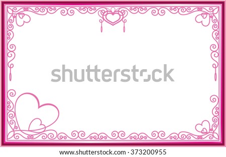pink frame floral vector design with heart corner 