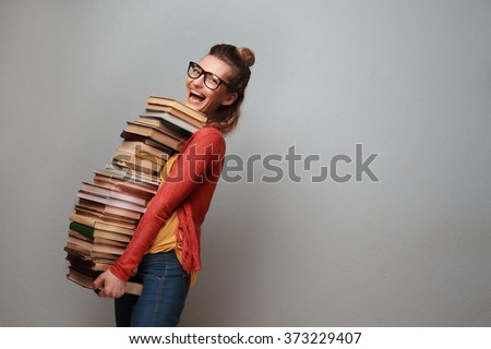 Book lover. Ready to study hard! Royalty-Free Stock Photo #373229407