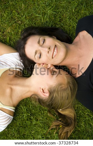 Mother and daughter outdoors on a Spring day