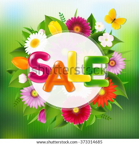 Sale Poster With Color Text With Gradient Mesh, Vector Illustration