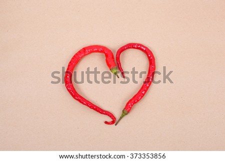 red chile pepper in the form of a heart 
