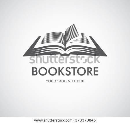 Black open book with text icon. Can be used as logo for bookstore or shop, library, educational or learning concept etc.