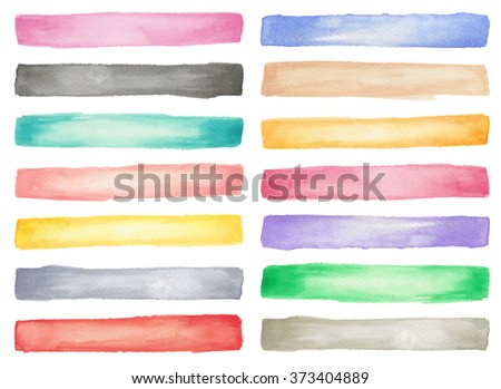 Colorful watercolor brush strokes collection