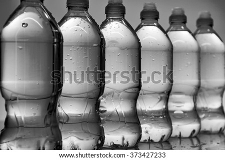 A studio photo of bottled water up close