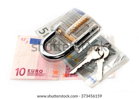 the euro and the padlock in with keys