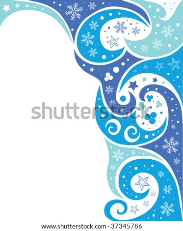 abstract blue waves and snow background