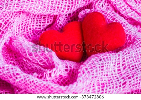 Couple Red Heart in Pink Background Texture