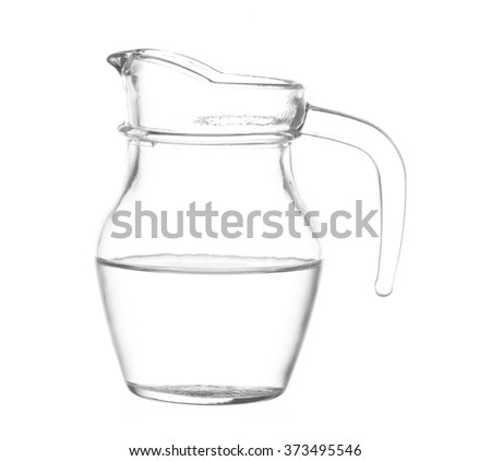 glass jug with water isolated on white background  Royalty-Free Stock Photo #373495546
