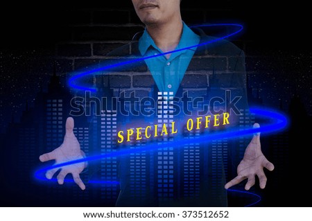 SPECIAL OFFER message double exposure concept with business idea